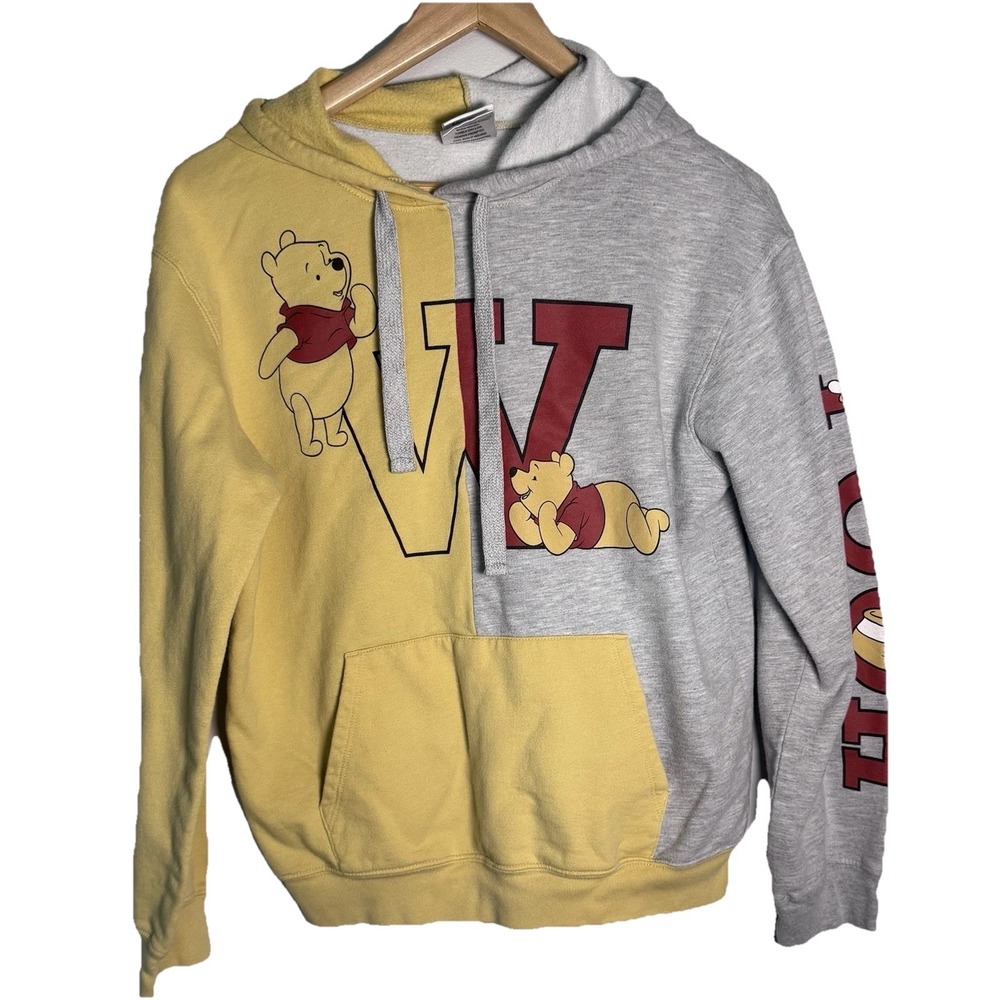 Disney Winnie the Pooh Graphic Hoodie Sweatshirt Colorblock Size Medium
